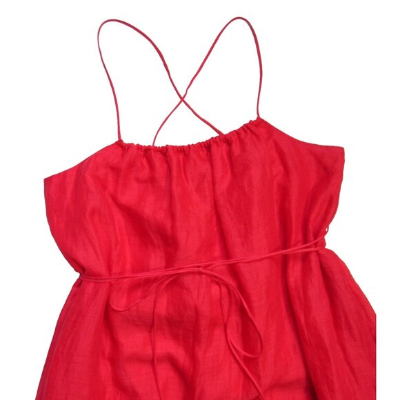 NWT Banana Republic Ramie Gathered Maxi in Strawberry Delight Dress L - Picture 7 of 10